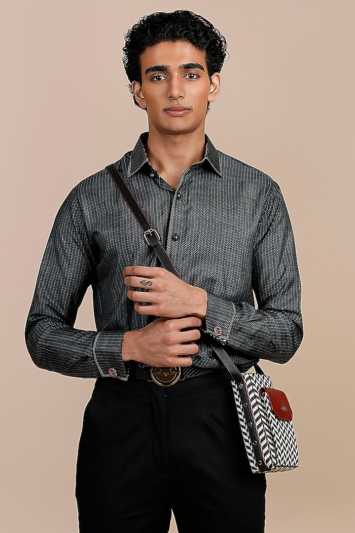 Black Silk Wedding Shirt by JJV.Kapurthala By JJ Valaya Men at Pernia's Pop Up Shop