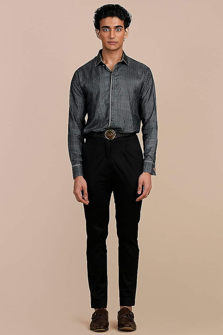 Black Silk Wedding Shirt by JJV.Kapurthala By JJ Valaya Men at Pernia's Pop Up Shop