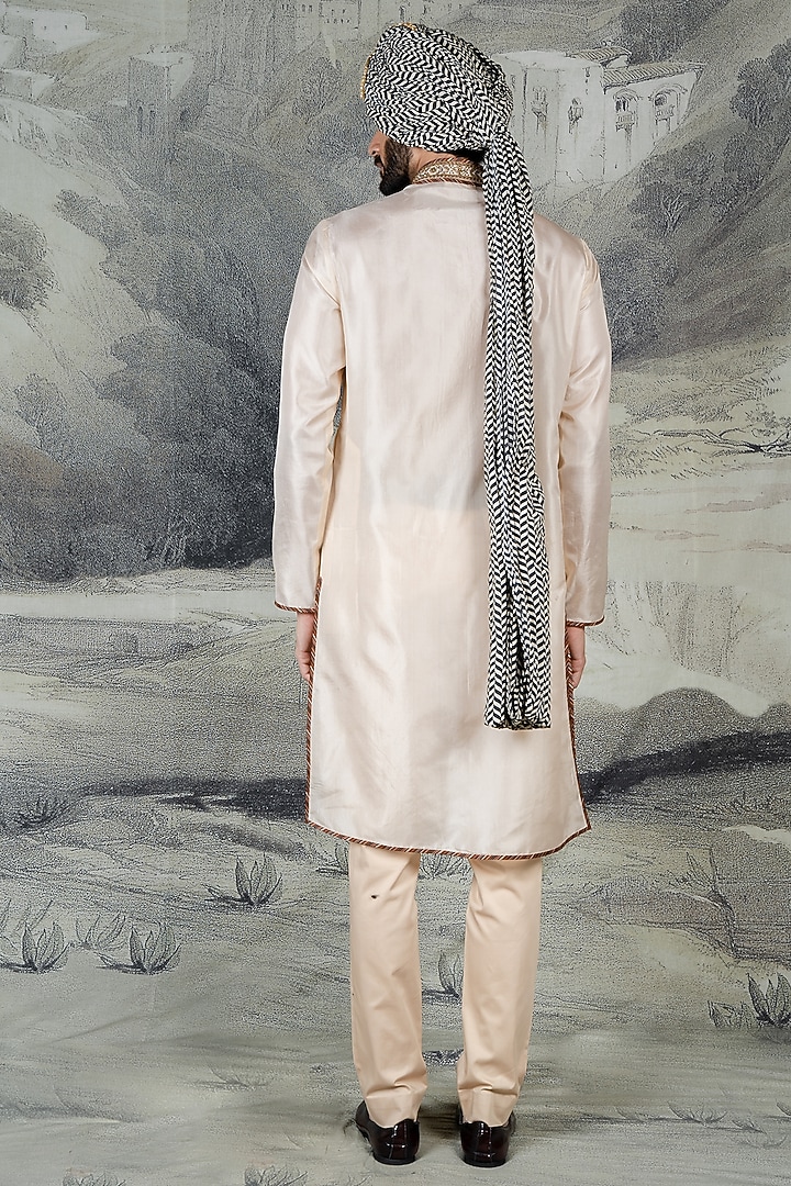 Blush & Ivory Silk Kurta Set by JJ Valaya Men at Pernia's Pop Up Shop