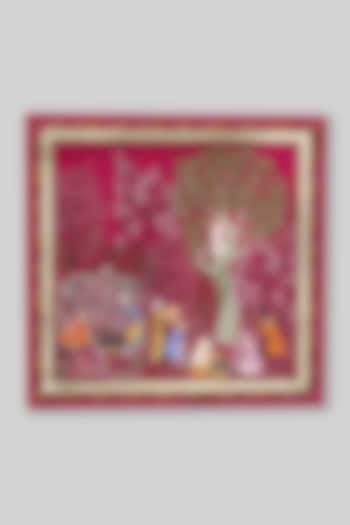 Fuchsia Pink Silk Printed Pocket Square by JJ Valaya Men at Pernia's Pop Up Shop