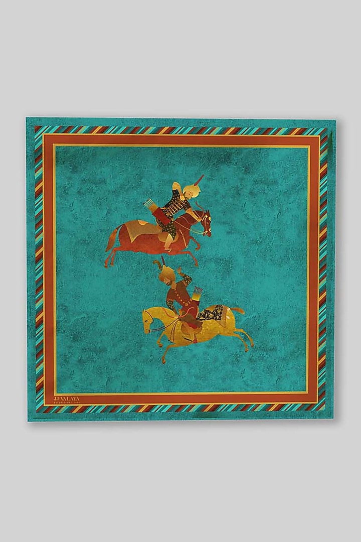 Blue Silk Pocket Square by JJ Valaya Men at Pernia's Pop Up Shop