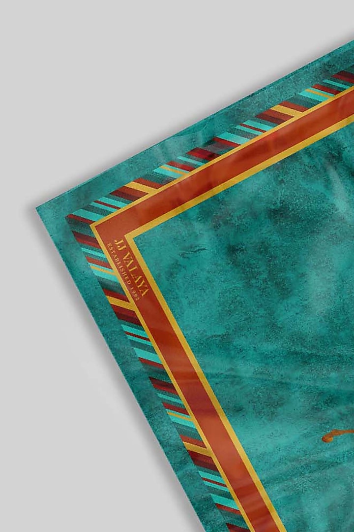 Blue Silk Pocket Square by JJ Valaya Men at Pernia's Pop Up Shop