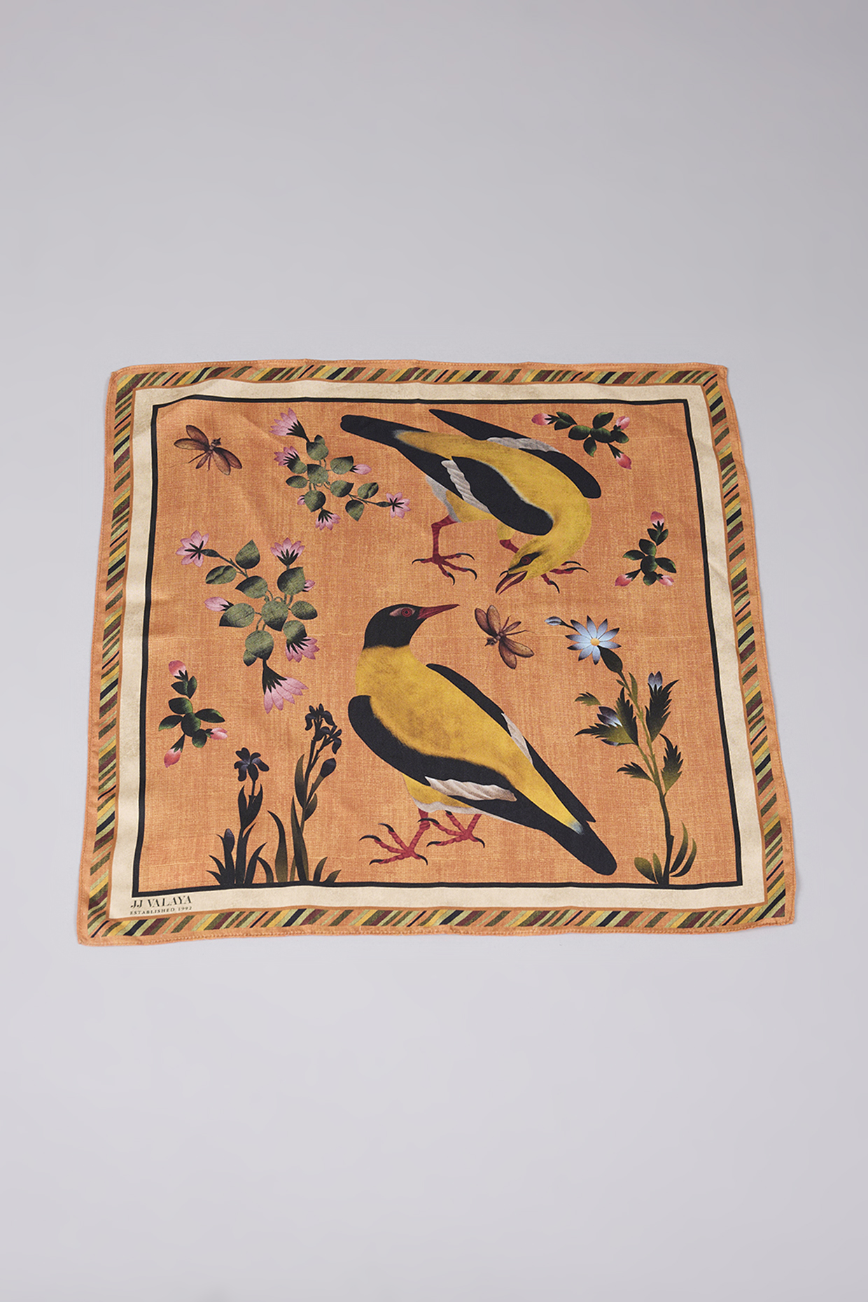 Orange Silk Printed Pocket Square by JJ Valaya Men