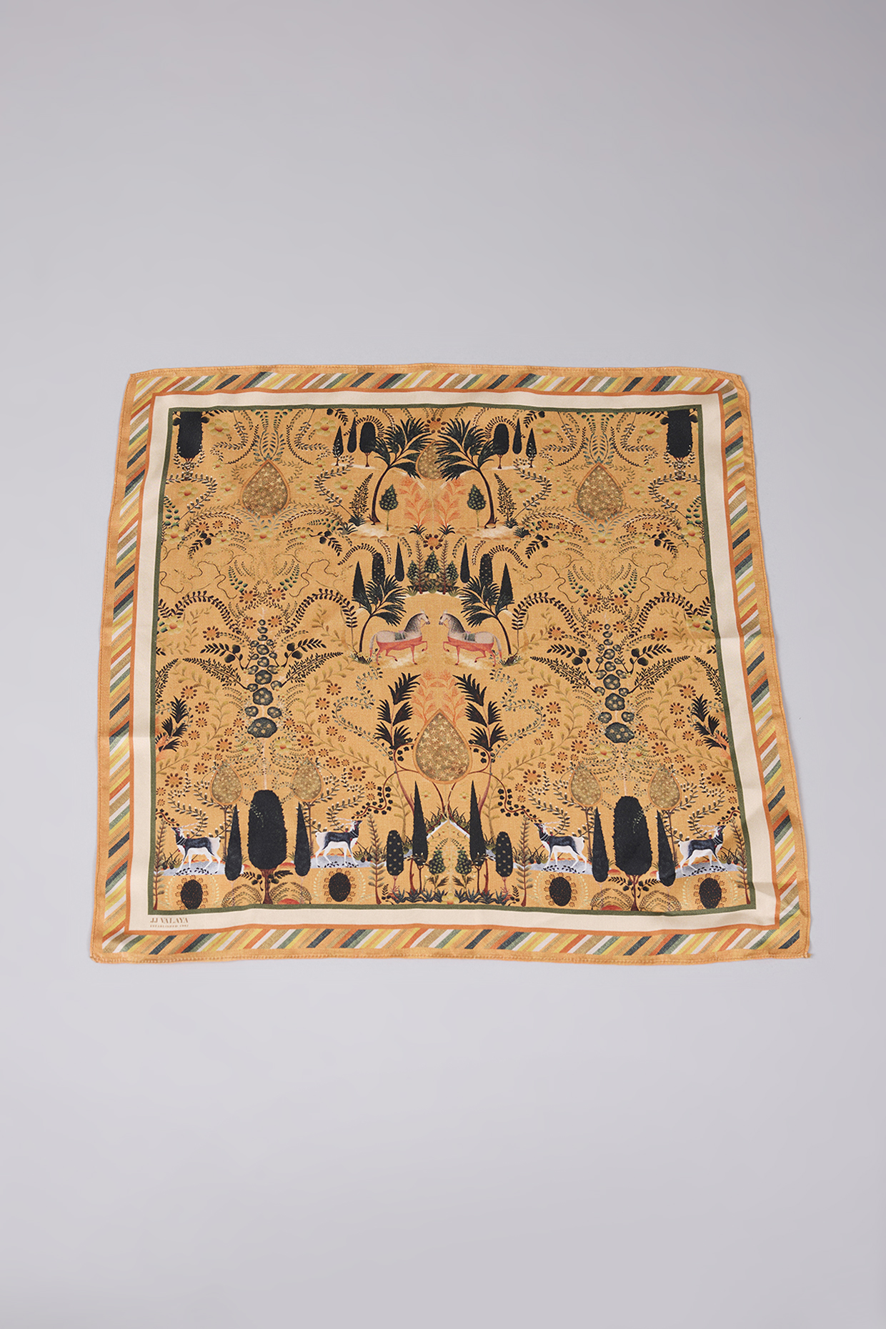 Orange Silk Printed Pocket Square by JJ Valaya Men
