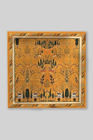 Orange Silk Printed Pocket Square by JJ Valaya Men