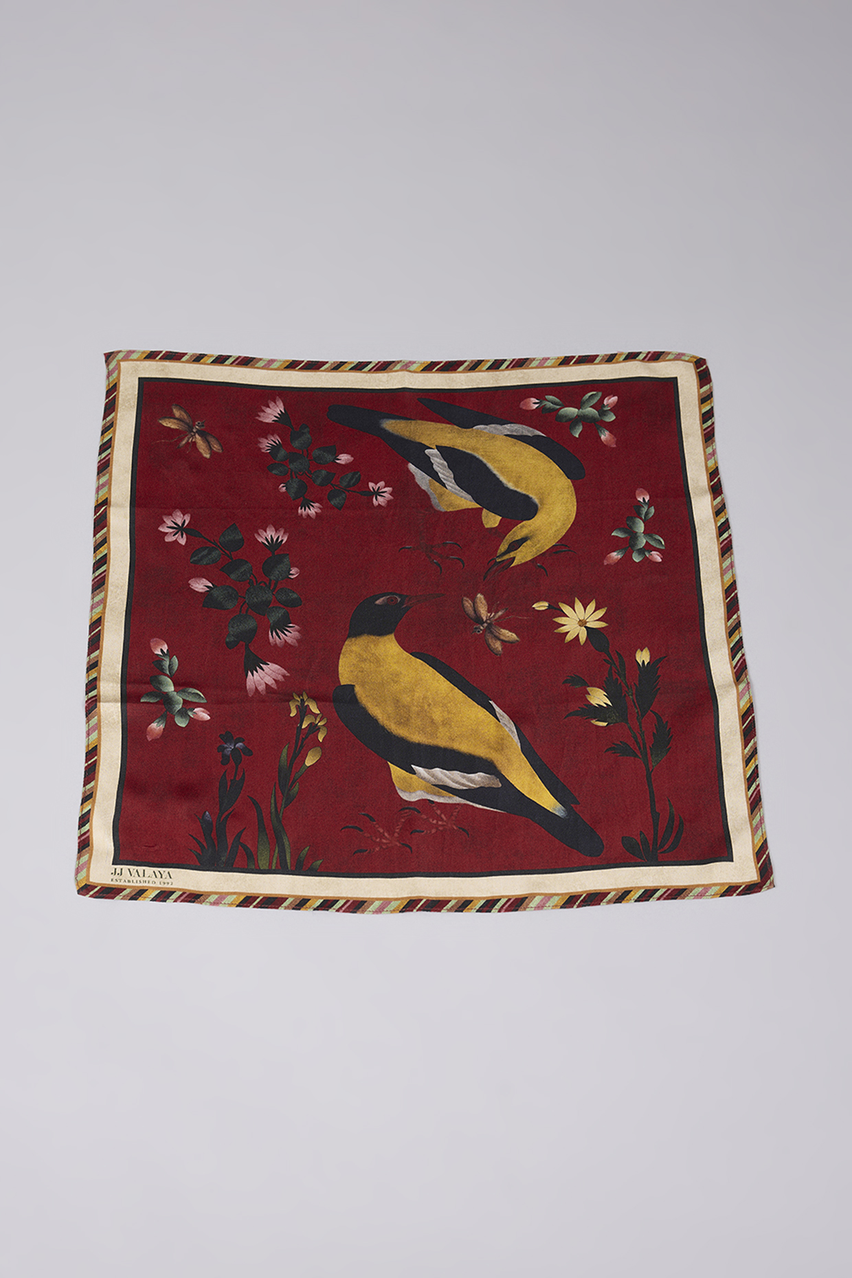 Crimson Red Silk Printed Pocket Square by JJ Valaya Men