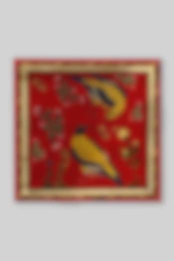 Crimson Red Silk Printed Pocket Square by JJ Valaya Men at Pernia's Pop Up Shop