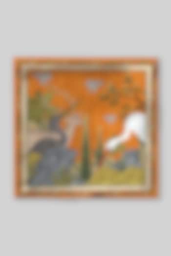 Deep Saffron Silk Printed Pocket Square by JJ Valaya Men at Pernia's Pop Up Shop