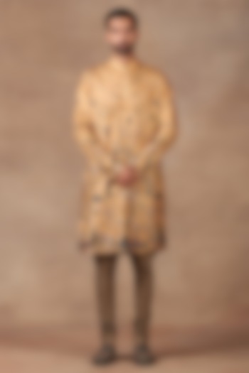 Mustard Silk Kurta Set by JJ Valaya Men at Pernia's Pop Up Shop