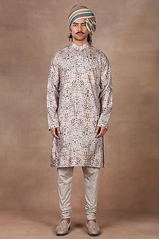 Multi-Colored Silk Kurta Set by JJ Valaya Men
