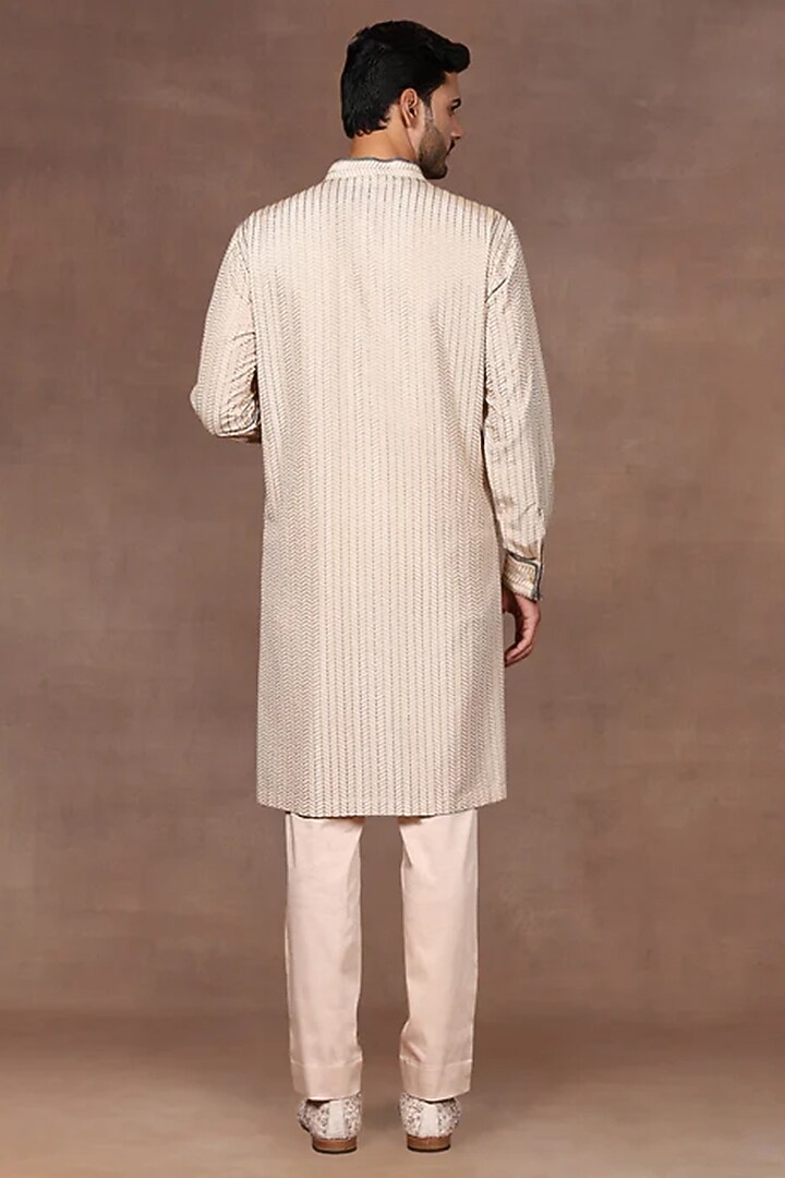 Cream Cashmere Dabka Embroidered Bundi Jacket Set by JJ Valaya Men at Pernia's Pop Up Shop