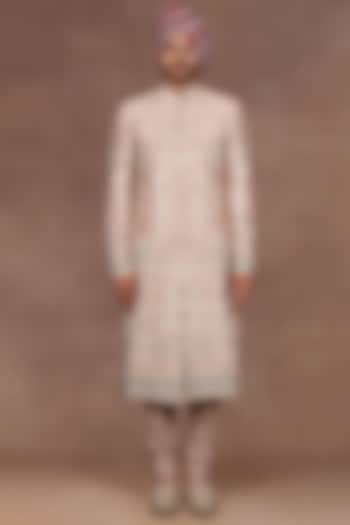 Blush Pink Silk Sequins Embroidered Groom Sherwani Set by JJ Valaya Men at Pernia's Pop Up Shop