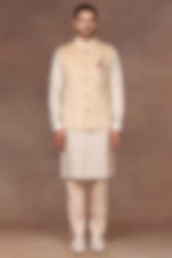 Cream Cashmere Motif Embroidered Nehru Jacket Set by JJ Valaya Men at Pernia's Pop Up Shop