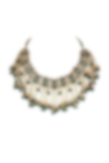 Gold Finish Kundan Polki Meenakari Choker Necklace  by Just Jewellery