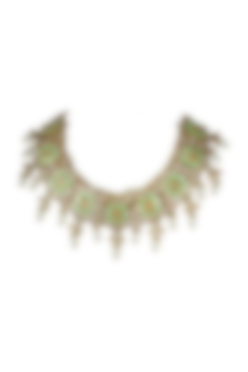 Gold Finish Pearl Meenakari Choker Necklace by Just Jewellery