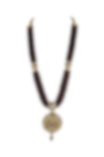 Gold Finish Kundan Polki & Beaded Jadtar Necklace  by Just Jewellery