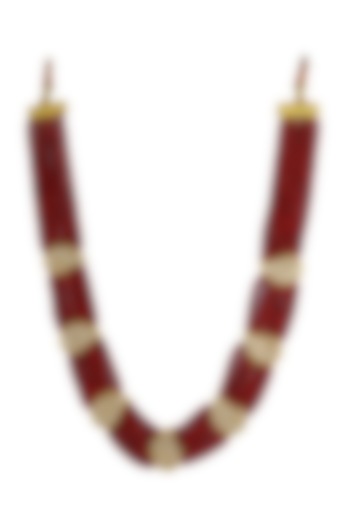 Gold Finish Kundan Polki & Red Beaded Jadtar Necklace  by Just Jewellery
