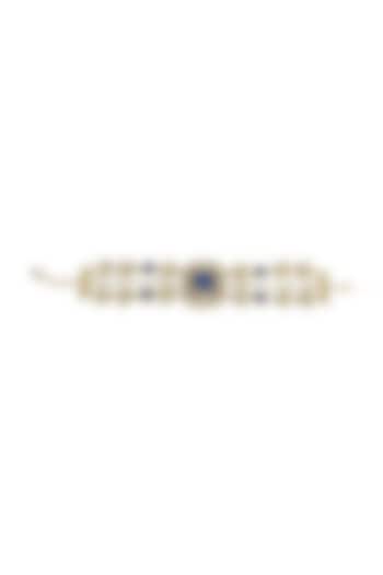 Gold Finish White Jadtar & Kundan Polki Bracelet by Just Jewellery