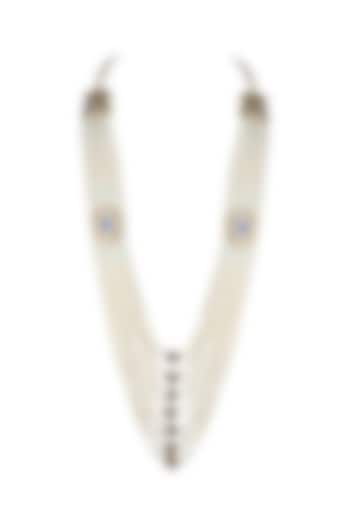 Gold Finish Kundan Polki & Blue Jadtar Stone Long Necklace by Just Jewellery at Pernia's Pop Up Shop