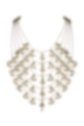 Gold Finish Kundan Polki & Green Jadtar Stone Long Necklace by Just Jewellery