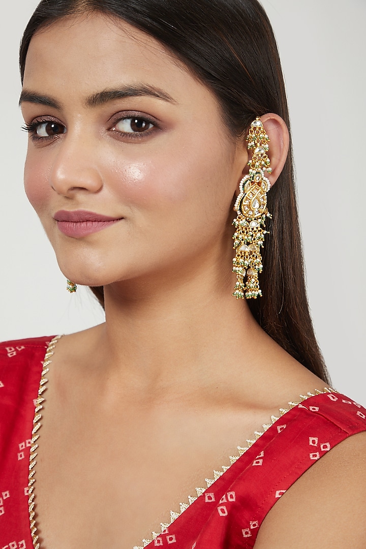 Gold Finish Ghugroo Earrings by Just Jewellery