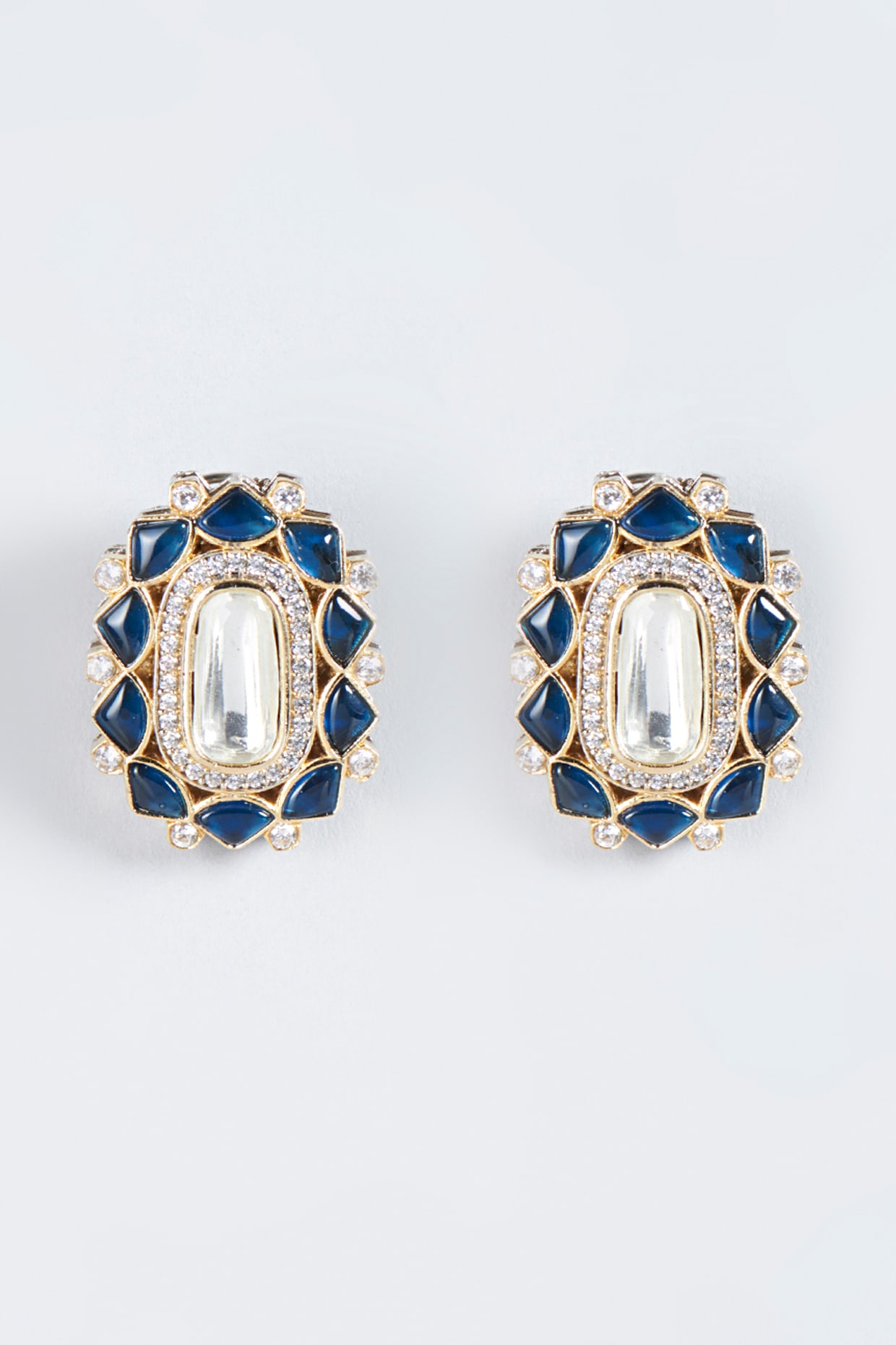Buy Rich  Famous Blue Stone Gold Pleted Round Shape Stud Earrings For  Women And Girls Online at Best Prices in India  JioMart