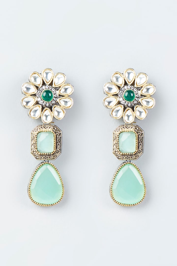 Gold Finish Turquoise Stone Stud Earrings Design by Just Jewellery at