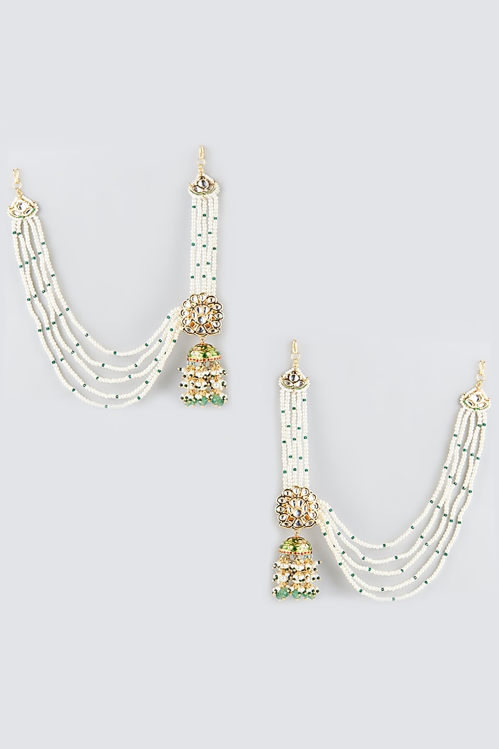 Gold Finish Pearl Jhumka Earrings by Just Jewellery