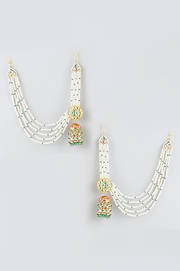 Gold Finish Beaded Jhumka Earrings by Just Jewellery