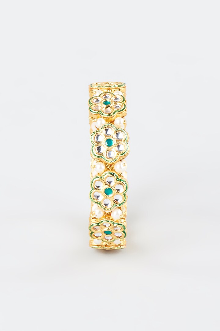 Gold Finish Pearl Openable Bangle by Just Jewellery at Pernia's Pop Up Shop