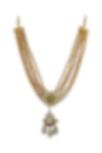 Gold Finish Yellow Semi-Precious Beaded Long Necklace by Just Jewellery