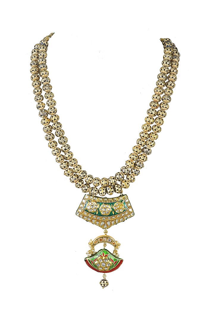 Gold Finish Meenakari Long Mala by Just Jewellery at Pernia's Pop Up Shop