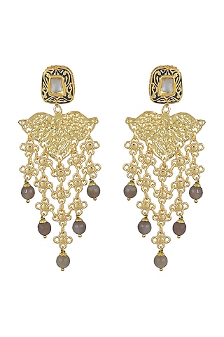Gold Finish Meenakari Jhali Earrings by Just Jewellery