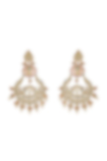 Gold Finish Meenakari Chandbali Earrings by Just Jewellery