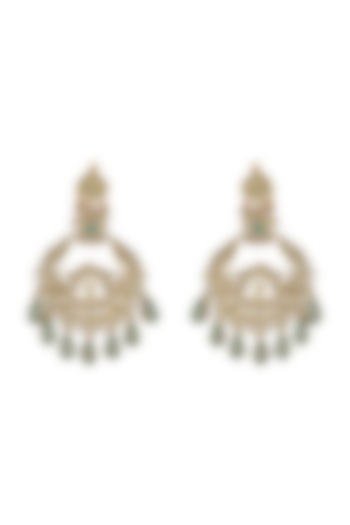 Gold Finish Turquoise Meenakari Chandbali Earrings by Just Jewellery at Pernia's Pop Up Shop