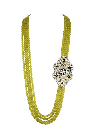 Gold Finish Black Meenakari Necklace by Just Jewellery