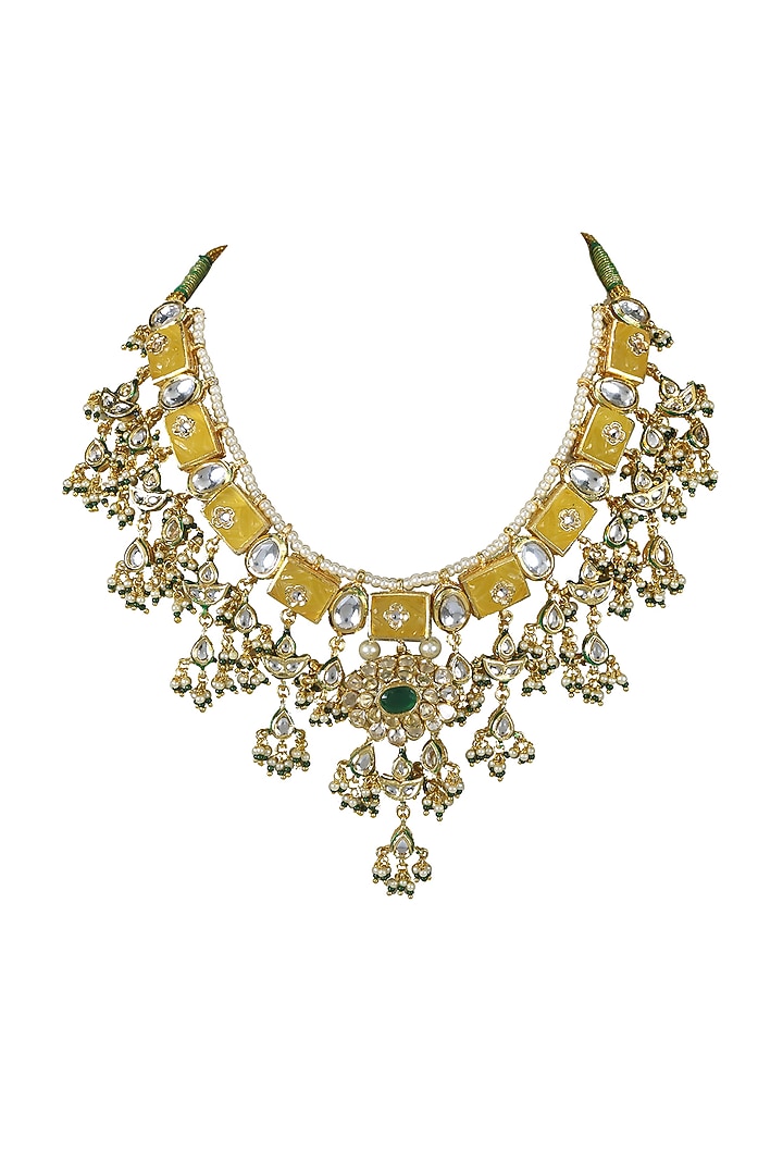 Gold Finish Yellow Stone Choker Necklace by Just Jewellery at Pernia's Pop Up Shop