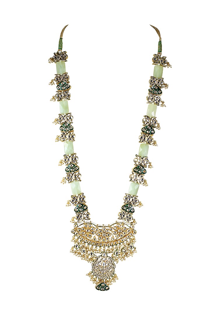 Gold Finish Meenakari Jadtar Pendant Necklace by Just Jewellery at Pernia's Pop Up Shop
