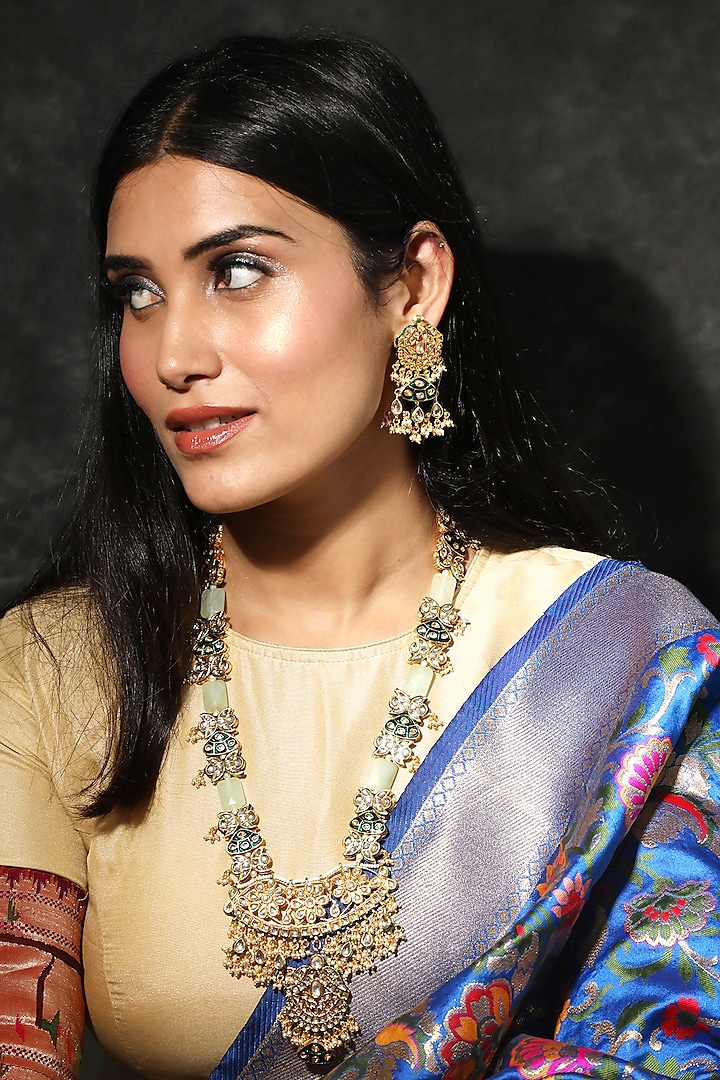 Gold Finish Meenakari Jadtar Pendant Necklace by Just Jewellery