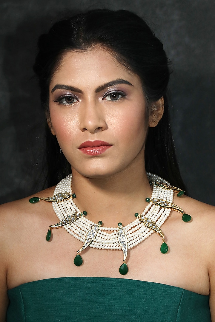 Gold Finish Pearl Necklace by Just Jewellery
