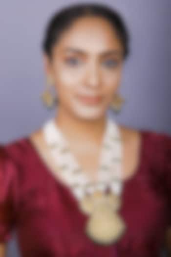 Gold Finish Emerald Green Kundan Polki Long Necklace Set by Just Jewellery at Pernia's Pop Up Shop