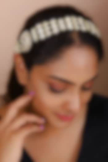 Gold Finish Kundan Polki Mathapatti by Just Jewellery at Pernia's Pop Up Shop