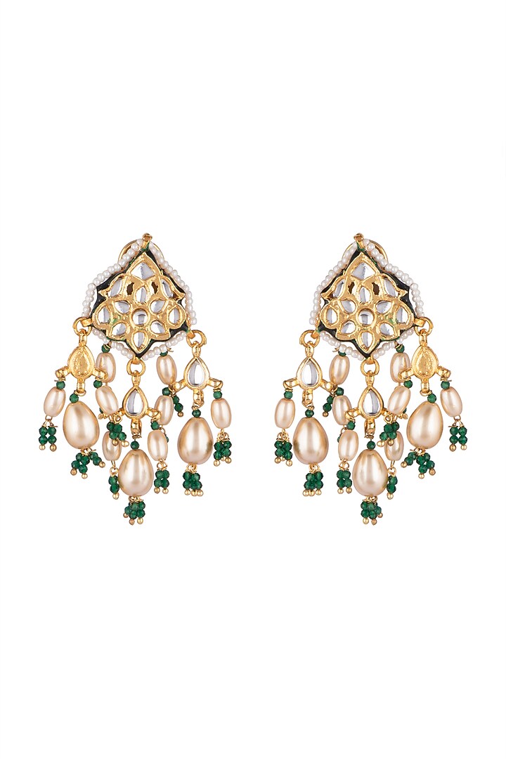 Gold Finish Pearl Drop Earrings by Just Jewellery at Pernia's Pop Up Shop