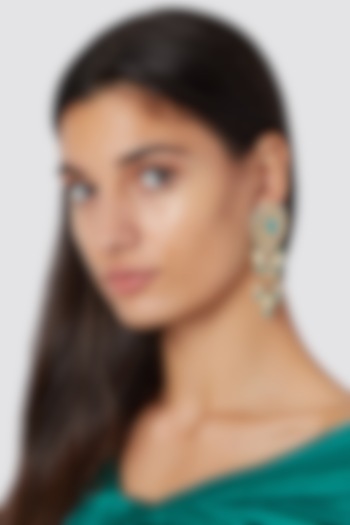 Gold Finish Turquoise Stone Earrings by Just Jewellery at Pernia's Pop Up Shop