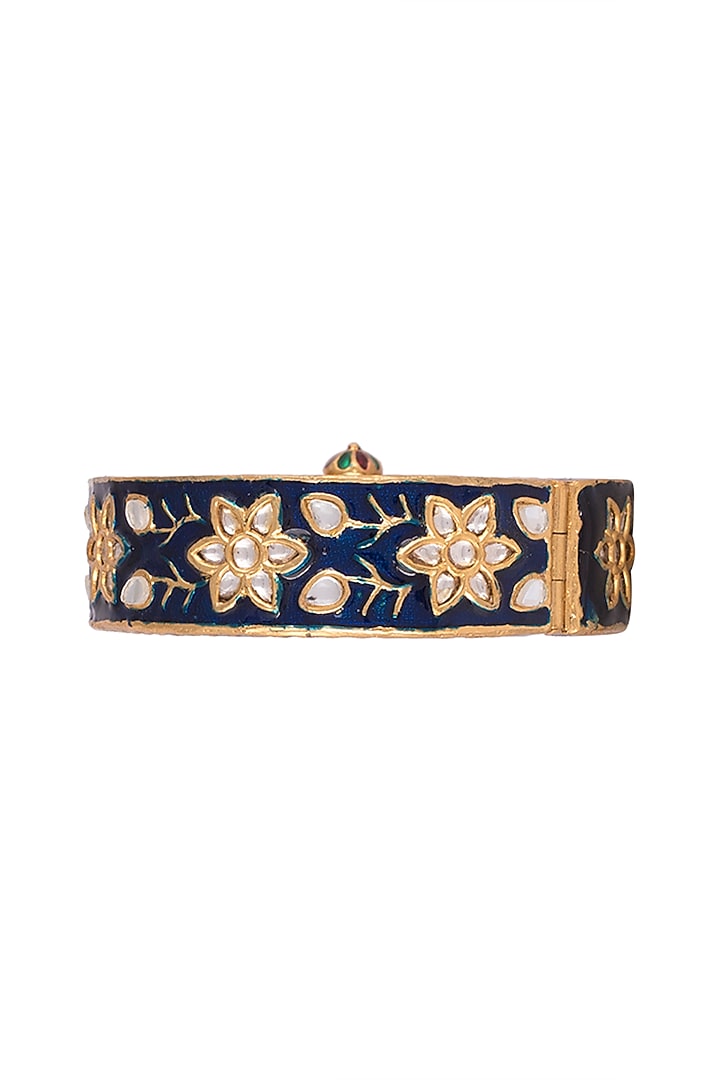 Gold Finish Blue Meenakari Bangle by Just Jewellery at Pernia's Pop Up Shop