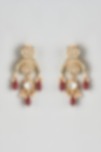 Gold Finish Kundan Polki Dangler Earrings by Just Jewellery at Pernia's Pop Up Shop