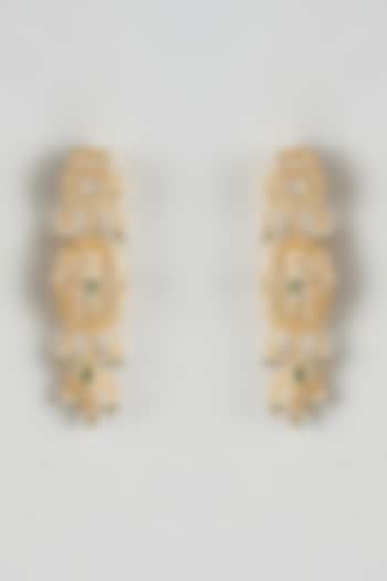 Gold Finish Kundan Polki Meenakari Dangler Earrings by Just Jewellery at Pernia's Pop Up Shop