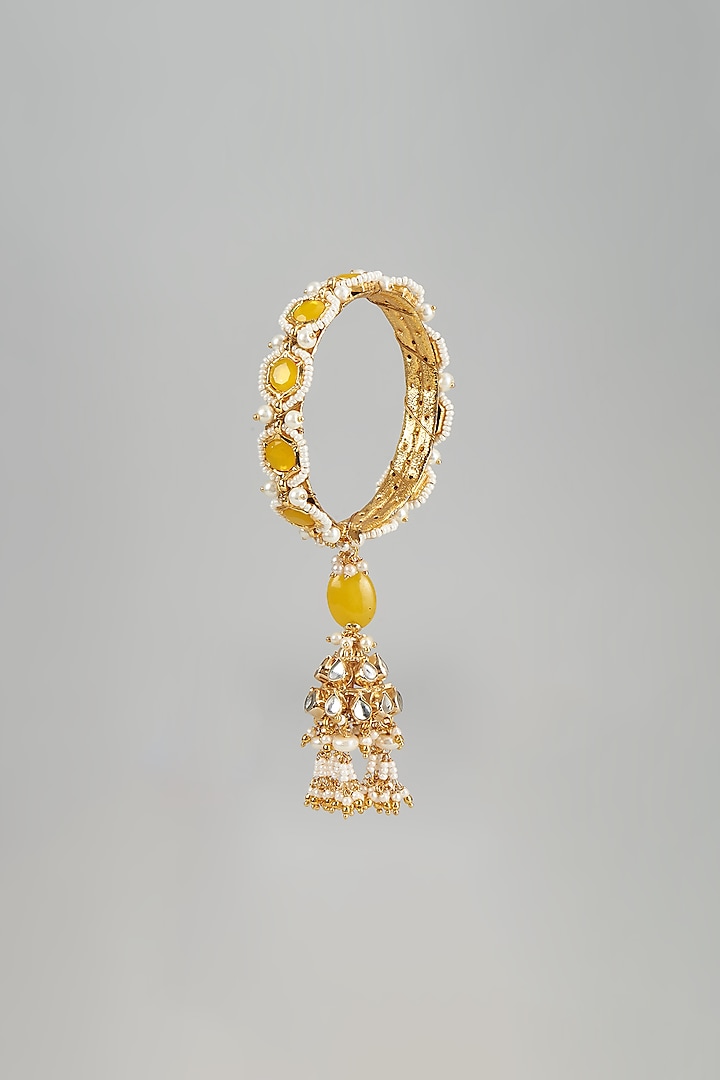 Gold Finish Yellow Stone Bangle by Just Jewellery