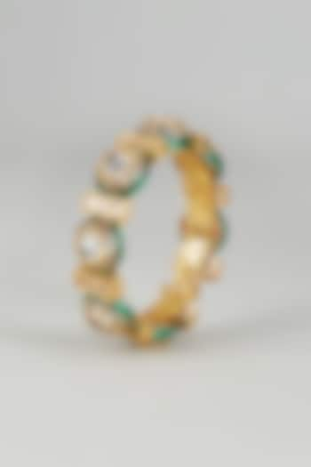 Gold Finish Kundan Polki Meenakari Bangle by Just Jewellery at Pernia's Pop Up Shop