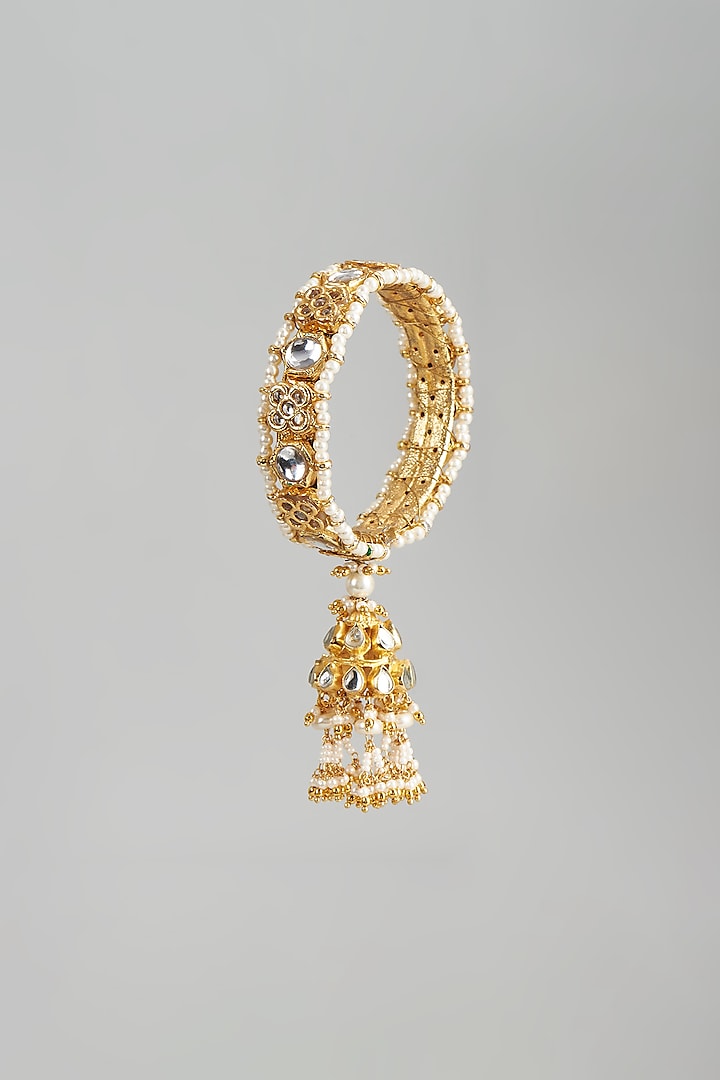 Gold Finish Pearl Bangle by Just Jewellery